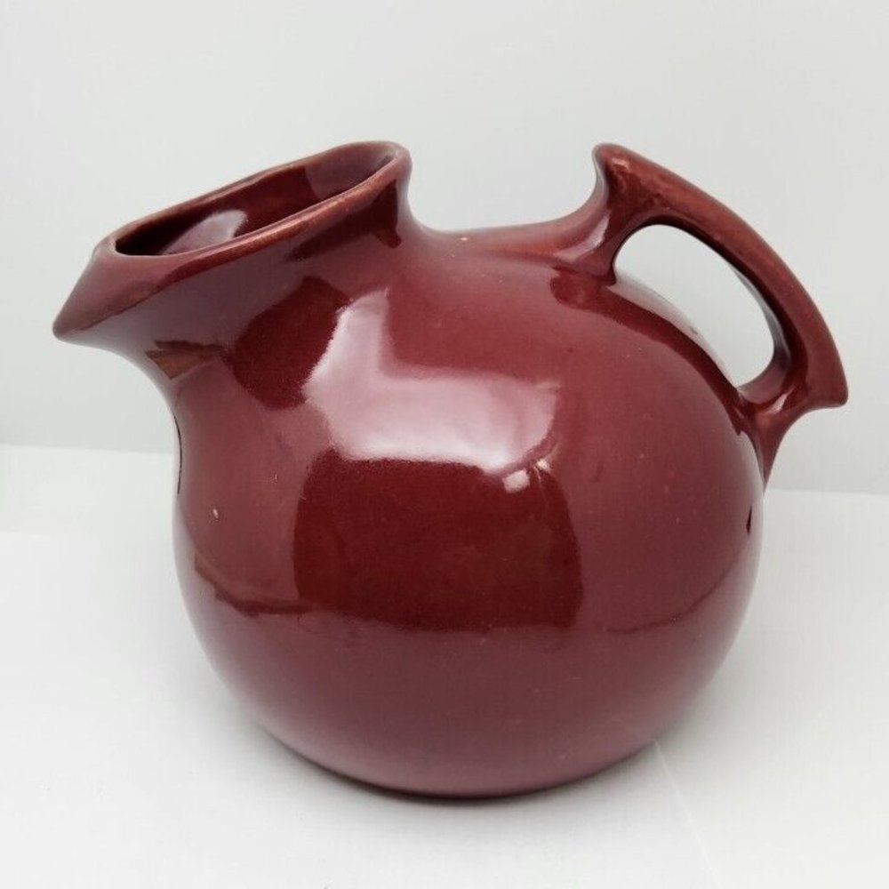Vintage Burgundy Modern Ceramic Ball Pitcher